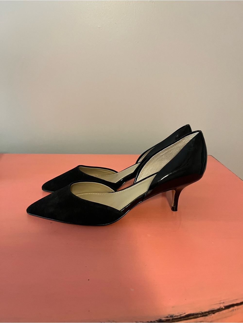Saks Fifth Avenue Black Pointed-Toe D'Orsay Kitten Heels